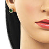 Arete Dormilona 02.344.0170 Oro Laminado, Diseño de Cluster, con Zirconia Cubica Verde y Micro PaveBlanca, Pulido, Dorado