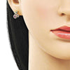 Arete Dormilona 02.344.0165 Oro Laminado, Diseño de Cereza, con Micro Pave Rubi y Verde, Pulido, Dorado