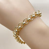 Pulsera Elegante 03.331.0327.08 Oro Laminado, Diseño de Corazon, Pulido, Dorado