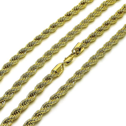 Gargantilla Básica 04.213.0206.22 Oro Laminado, Diseño de Rope, Pulido, Dorado