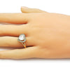 Anillo Multi Piedra 01.266.0062 Oro Laminado, Diseño de Corazon y Cluster, Diseño de Corazon, con Zirconia Cubica Blanca y Micro PaveBlanca, Pulido, Dorado