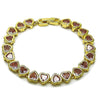 Pulsera Tennis 03.284.0058.07 Oro Laminado, Diseño de Corazon, con Zirconia Cubica Rosado, Pulido, Dorado
