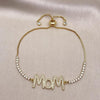 Pulsera Bolo Ajustable 03.341.0127.11 Oro Laminado, Diseño de Mama, con Micro Pave Blanca, Pulido, Dorado