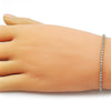 Pulsera Tennis 03.130.0006.1.07 Oro Laminado, con Zirconia Cubica Blanca, Pulido, Dorado
