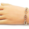 Pulsera Elegante 03.213.0384.07 Oro Laminado, Diseño de Puff Mariner y Mariner, Diseño de Puff Mariner, Pulido, Dorado
