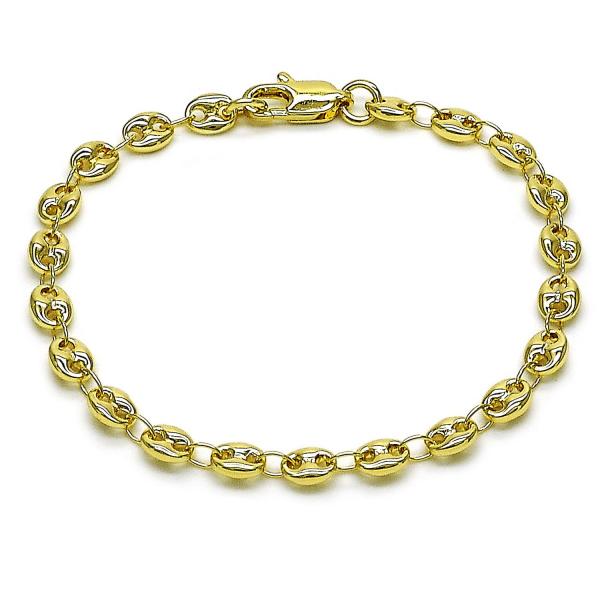Pulsera Elegante 04.326.0006.07 Oro Laminado, Diseño de Puff Mariner, Pulido, Dorado