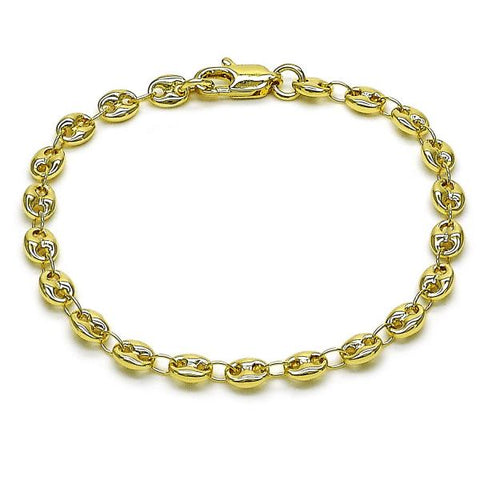 Pulsera Elegante 04.326.0006.07 Oro Laminado, Diseño de Puff Mariner, Pulido, Dorado