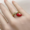 Anillo Elegante 01.421.0001 Oro Laminado, Diseño de Chile, Esmaltado Rojo, Dorado