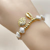 Pulsera Elegante 03.341.0260.07 Oro Laminado, Diseño de Concha y Bead Expandible, Diseño de Concha, con Zirconia Cubica Blanca y PerlaMarfil, Pulido, Dorado