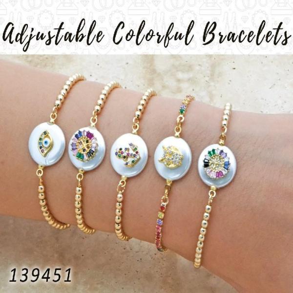 Kit Surtido de 20 Pulseras Ajustables de Colores de Oro Laminado al por mayor — SKU 139451