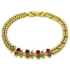 Pulsera Elegante 03.283.0483.07 Oro Laminado, Diseño de Cereza, con Zirconia Cubica Rubi y Verde, Pulido, Dorado