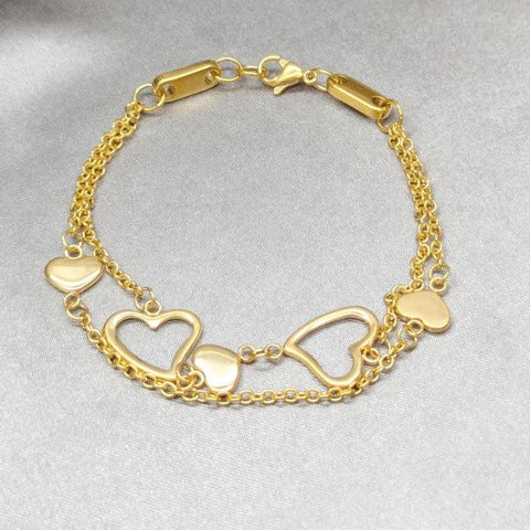 Pulsera Elegante 03.63.22999.08 Acero Inoxidable, Diseño de Corazon, Pulido, Dorado
