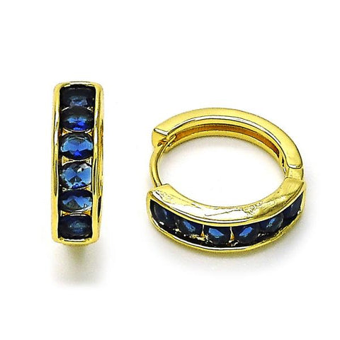 Argolla Huggie 02.210.0864.2.18 Oro Laminado, con Zirconia Cubica Zafiro Azul, Pulido, Dorado