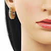 Argolla Huggie 02.195.0357.25 Oro Laminado, Diseño de Ojo Griego, con Micro Pave Blanca, Pulido, Dorado