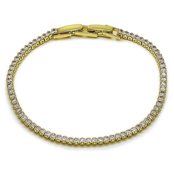 Pulsera Tennis 03.213.0346.07 Oro Laminado, con Zirconia Cubica Blanca, Pulido, Dorado
