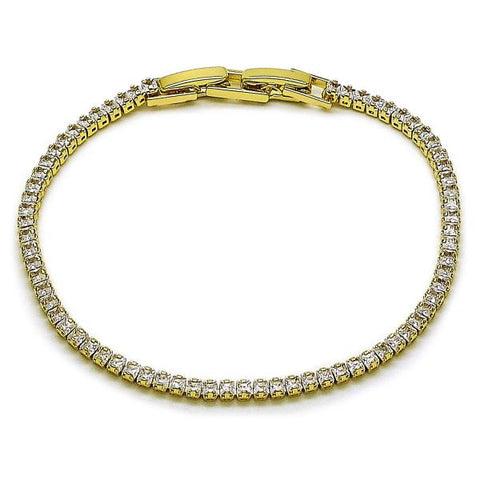 Pulsera Tennis 03.213.0346.07 Oro Laminado, con Zirconia Cubica Blanca, Pulido, Dorado
