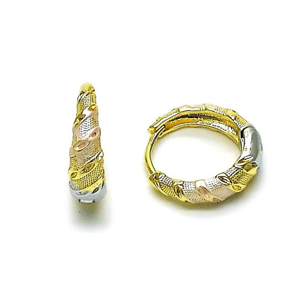 Argolla Huggie 02.170.0539.18 Oro Laminado, Diamantado, Tricolor