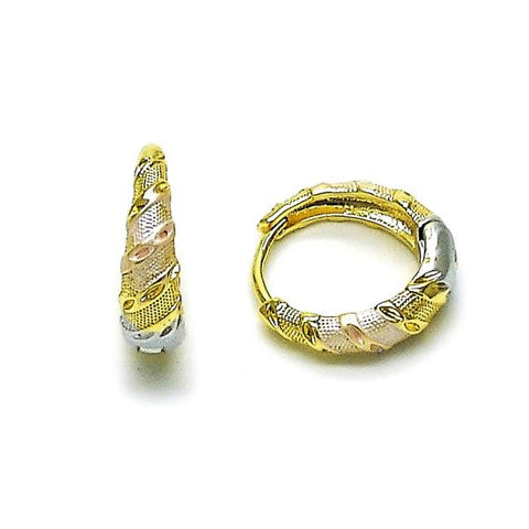 Argolla Huggie 02.170.0539.18 Oro Laminado, Diamantado, Tricolor