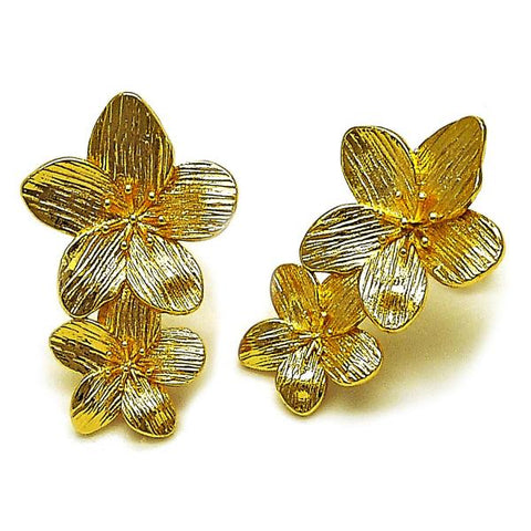 Arete Dormilona 02.282.0062 Oro Laminado, Diseño de Flor, Diamantado, Dorado