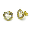Arete Dormilona 02.156.0698 Oro Laminado, Diseño de Corazon y Arco, Diseño de Corazon, con Zirconia Cubica Blanca, Pulido, Dorado