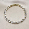 Pulsera Tennis 03.213.0325.07 Oro Laminado, Diseño de Baguette, con Zirconia Cubica Blanca, Pulido, Dorado