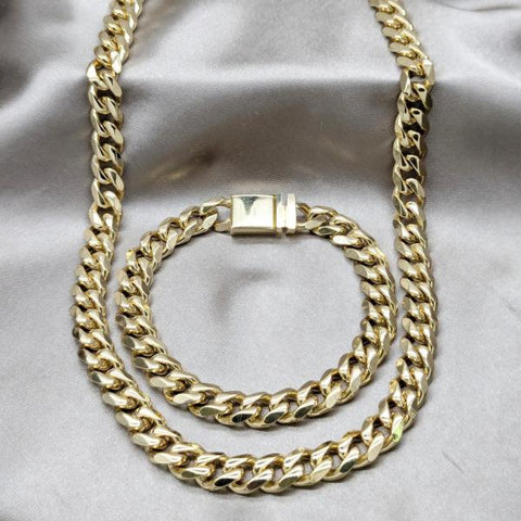 Collar y Pulso 06.63.0301.30 Acero Inoxidable, Diseño de Miami Cubana, Pulido, Dorado