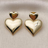 Arete Dormilona 02.170.0560 Oro Laminado, Diseño de Corazon, Pulido, Dorado