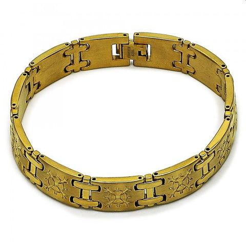 Pulsera Solida 03.114.0417.09 Oro Laminado, Diamantado, Dorado