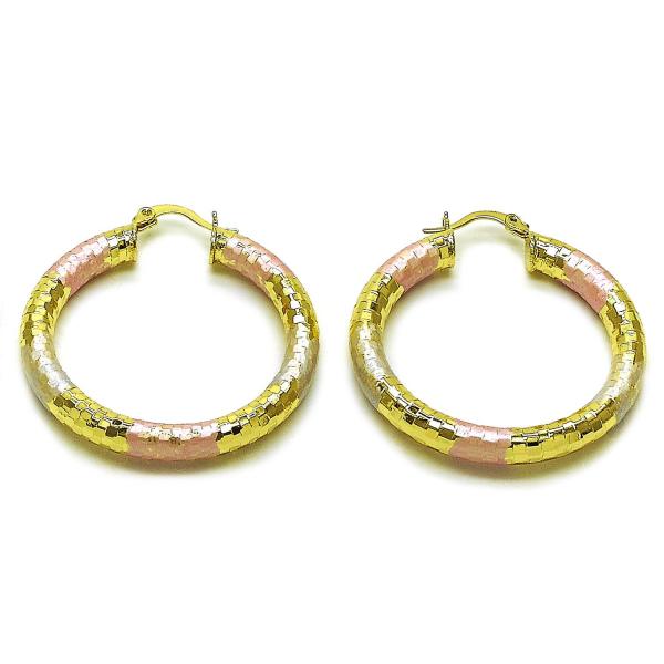 Argolla Mediana 02.213.0309.1.40 Oro Laminado, Diseño de Hueco, Diamantado, Tricolor