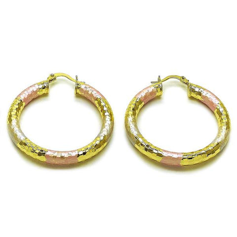 Argolla Mediana 02.213.0309.1.40 Oro Laminado, Diseño de Hueco, Diamantado, Tricolor