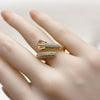 Anillo Multi Piedra 01.266.0070 Oro Laminado, Diseño de Hebillas de Cinturon, con Micro Pave Blanca, Pulido, Dorado