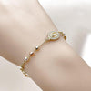 Pulsera Elegante 03.253.0030.08 Oro Laminado, Diseño de Guadalupe y Crucifijo, Diseño de Guadalupe, con Micro Pave Blanca, Diamantado, Tricolor