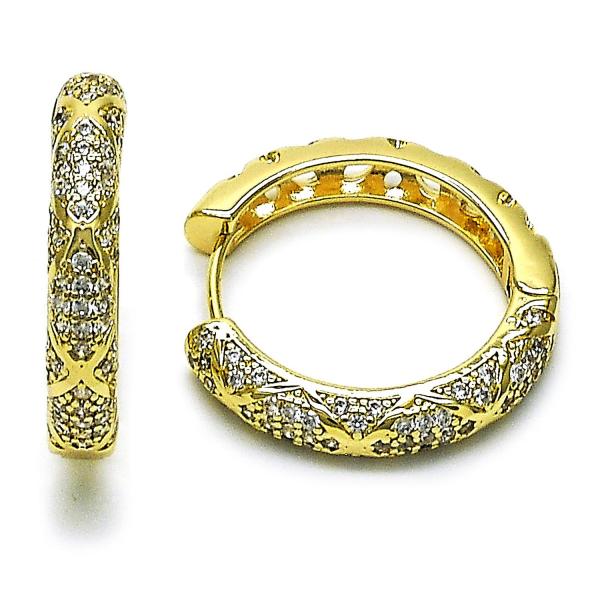 Argolla Huggie 02.195.0355.30 Oro Laminado, con Zirconia Cubica Blanca, Pulido, Dorado