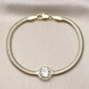 Pulsera Elegante 03.213.0368.07 Oro Laminado, Diseño de Cola de Raton y Cluster, Diseño de Cola de Raton, con Zirconia Cubica Blanca y Micro PaveBlanca, Pulido, Dorado