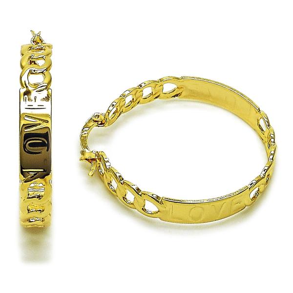 Argolla Mediana 02.170.0514.40 Oro Laminado, Diseño de Miami Cubana y Amor, Diseño de Miami Cubana, Pulido, Dorado