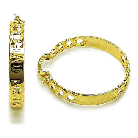 Argolla Mediana 02.170.0514.40 Oro Laminado, Diseño de Miami Cubana y Amor, Diseño de Miami Cubana, Pulido, Dorado