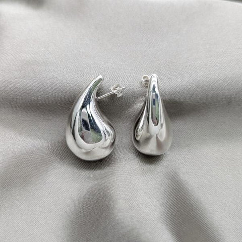 Arete Dormilona 02.395.0048 Plata Rodinada, Diseño de Gota, Pulido, Plateado