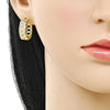 Argolla Huggie 02.283.0287.20 Oro Laminado, con Micro Pave Blanca, Pulido, Dorado