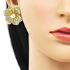 Arete Dormilona 02.213.0551 Oro Laminado, Diseño de Flor, con Perla Marfil, Pulido, Dorado