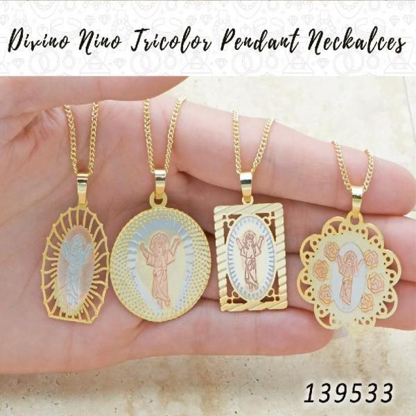 Kit Surtido de 25 Collares con Dije de Divino Niño Tricolor de Oro Laminado al por mayor — SKU 139533