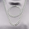 Collar y Pulso 06.116.0023 Acero Inoxidable, Diseño de Cubana Pave, Diamantado, Acero