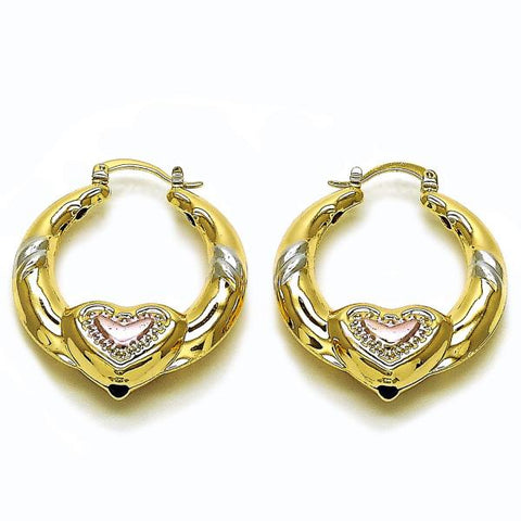 Argolla Mediana 02.170.0507.35 Oro Laminado, Diseño de Corazon y Hueco, Diseño de Corazon, Pulido, Tricolor