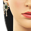 Arete Dormilona 02.436.0001.1 Oro Laminado, Diseño de Cluster y Flor, Diseño de Cluster, con Zirconia Cubica Verde y Blanca, Pulido, Dorado
