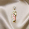 Dije Religioso 05.411.0003.2 Oro Laminado, Diseño de San Judas, con Micro Pave Blanca y Zirconia CubicaBlanca, Pulido, Tricolor