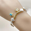 Pulsera Elegante 03.341.0258.07 Oro Laminado, Diseño de Concha y Tortuga, Diseño de Concha, con Perla Marfil y Zirconia CubicaBlanca, Pulido, Dorado