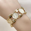 Pulsera Elegante 03.331.0323.08 Oro Laminado, Diseño de Puff Mariner, Diamantado, Tricolor