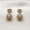 Arete Dormilona 02.283.0288 Oro Laminado, Diseño de Bola, con Micro Pave Blanca y Zirconia CubicaBlanca, Pulido, Dorado