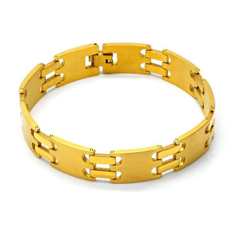 Pulsera Solida 03.63.1416.08 Acero Inoxidable, Pulido, Dorado