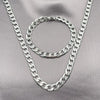 Collar y Pulso 06.116.0027 Acero Inoxidable, Diseño de Cubana Pave, Diamantado, Acero