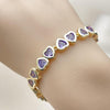 Pulsera Tennis 03.284.0058.3.07 Oro Laminado, Diseño de Corazon, con Zirconia Cubica Amatista, Pulido, Dorado